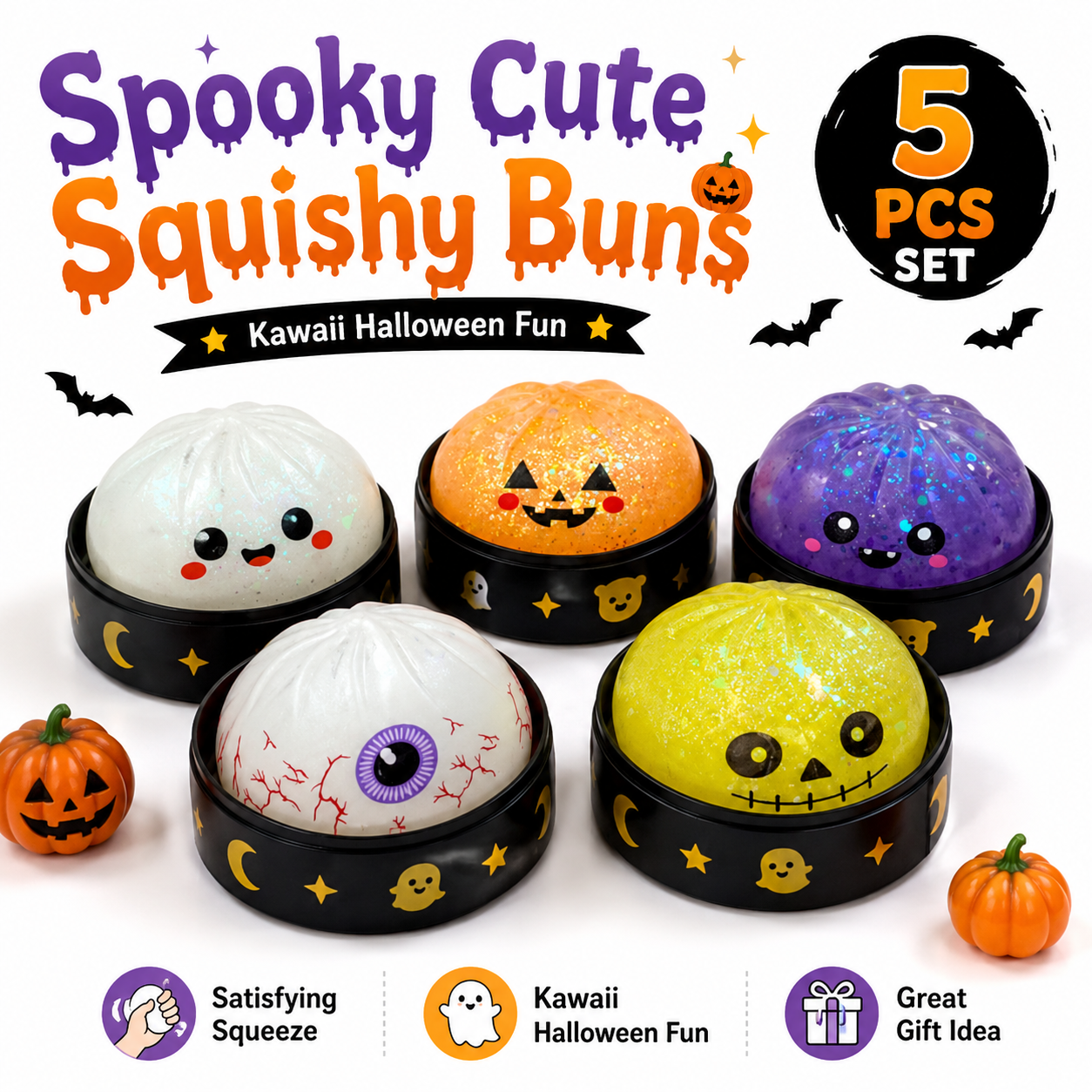 ⚡Hot Sales 59% OFF🔥Cute Halloween Scary Ghost Maruko Squeeze Toy Set