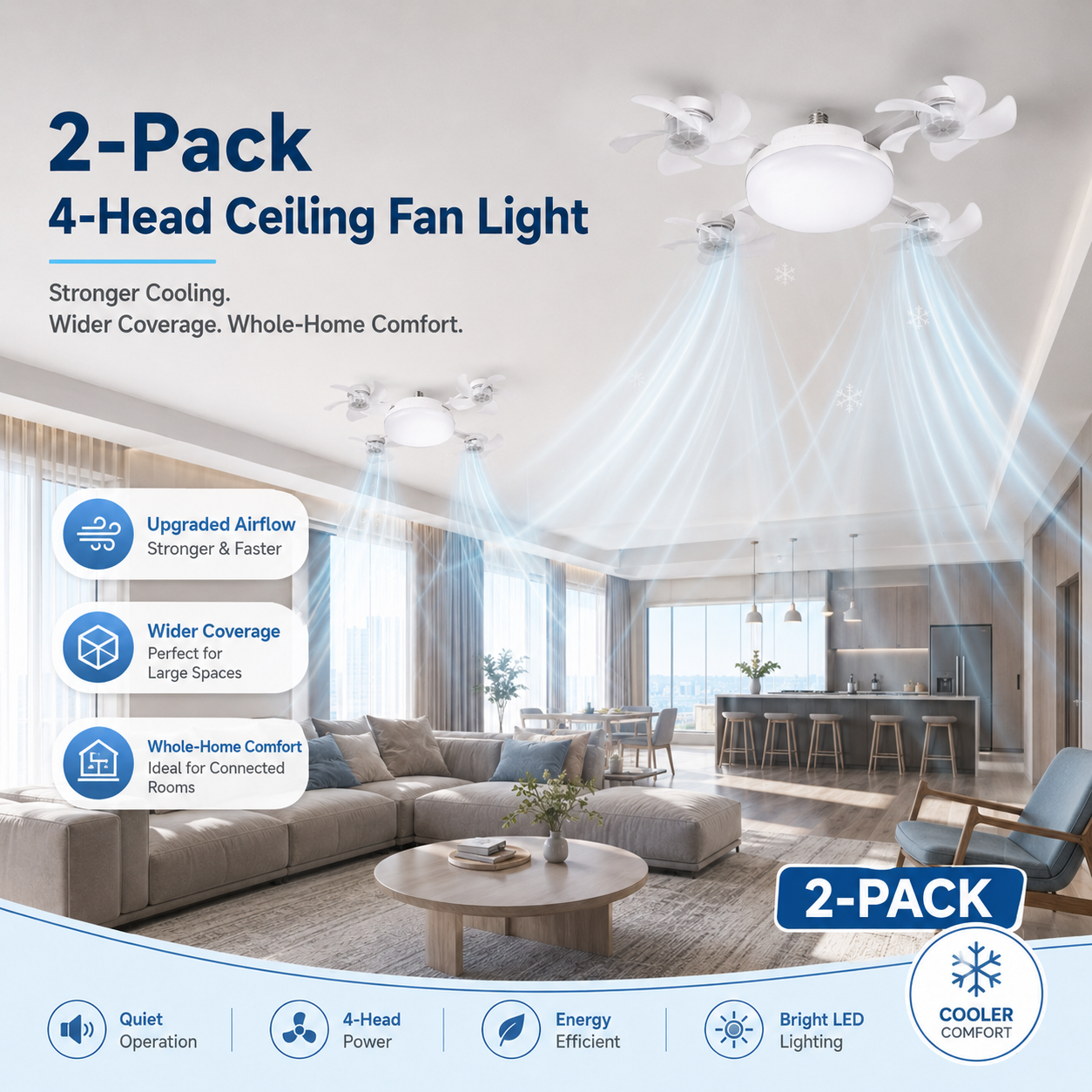 🏆LAST DAY SALE 50% OFF🎉💥Remote-Controlled LED Ceiling Fan Light-Saving Cooling & Lighting for Bedroom & Home