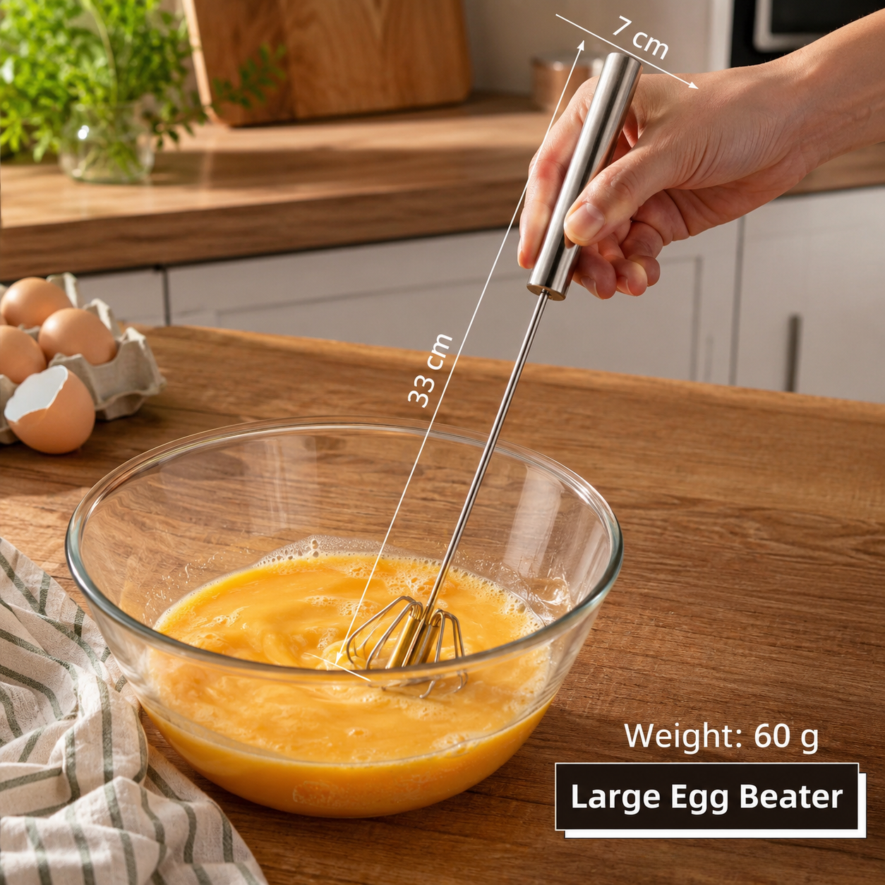 🍰⚡ Stainless Steel Semi-Automatic Hand Whisk – 🥄 Push-down design that whips up perfect froth in minutes 🥛