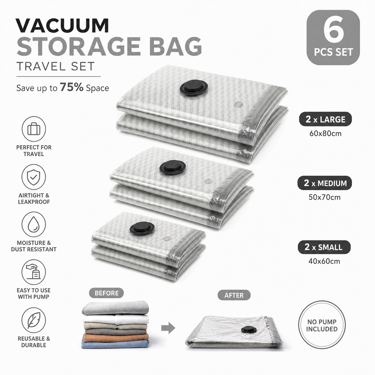 🔥 LAST DAY PROMOTION - 50%OFF 🔥 Travel Vacuum Storage Bags & Portable Pump Set