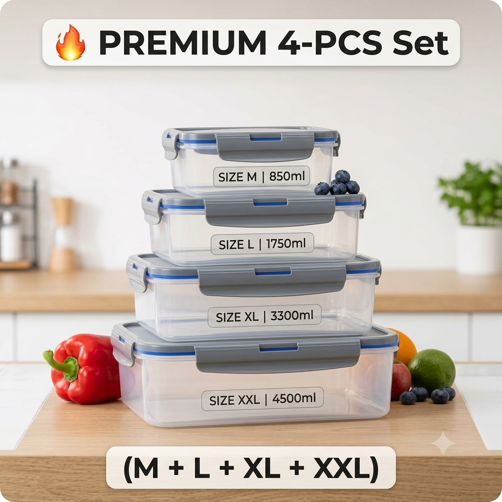 4 in 1 Fresh Storage Containers with Drain Basket, Fruit Storage Containers for Fridge, Produce Storage Containers with Lid and Strainer
