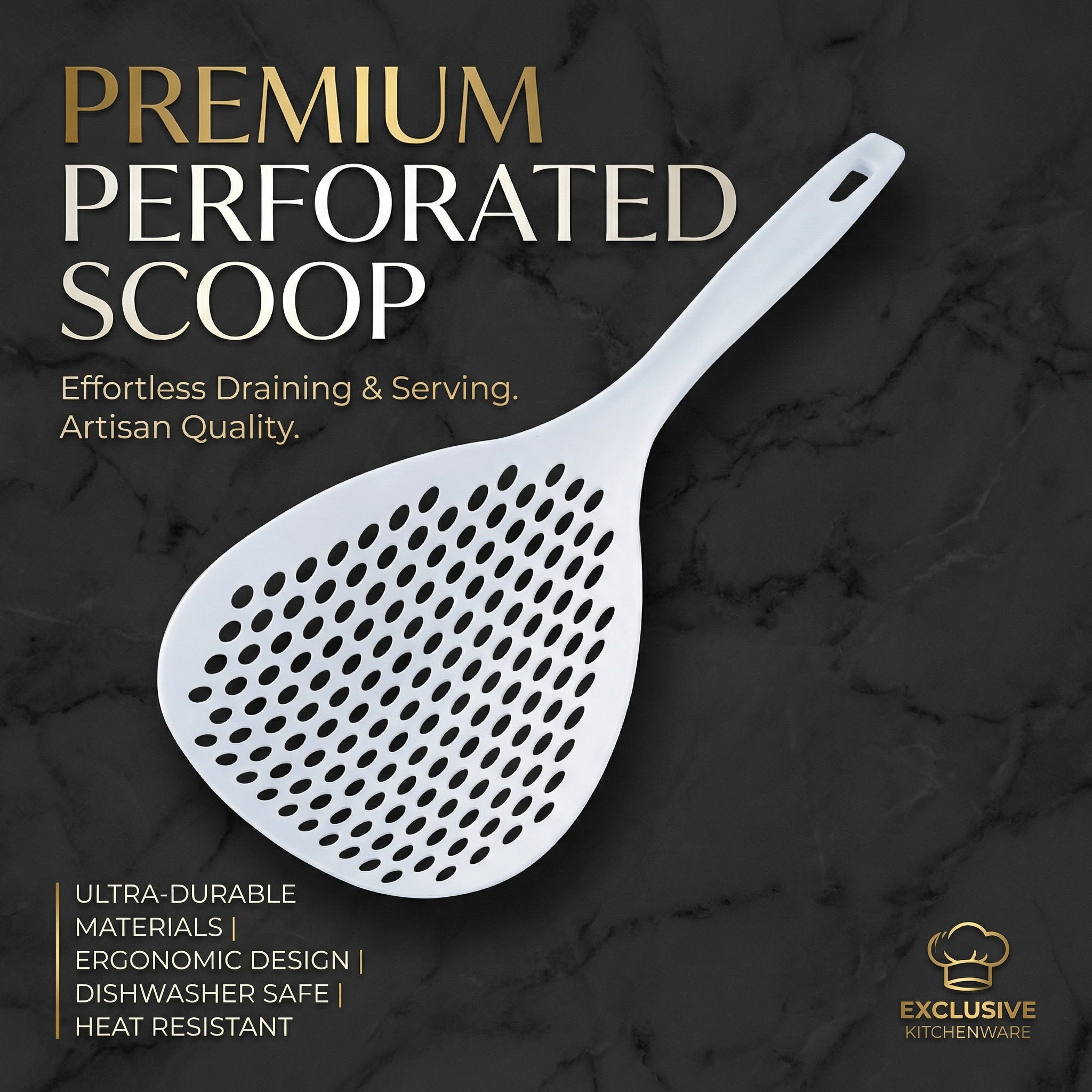 Heat-resistant multifunctional straining spoon