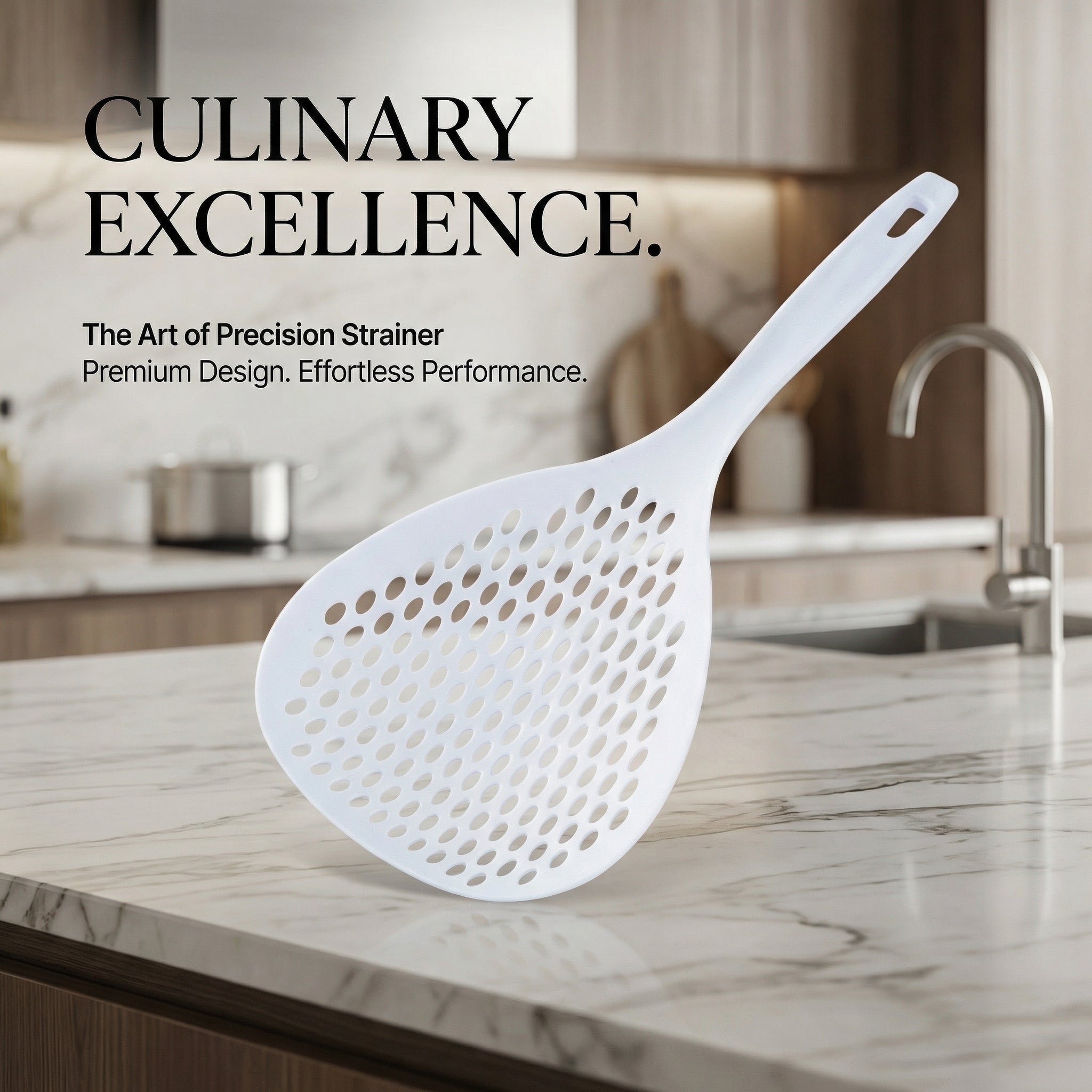 Heat-resistant multifunctional straining spoon