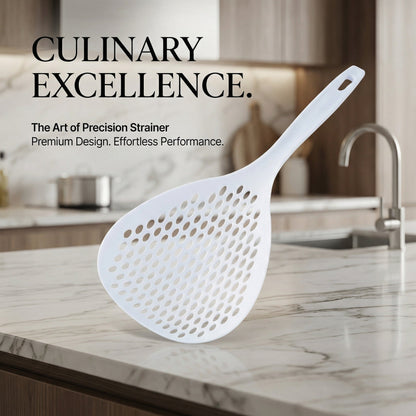 Heat-resistant multifunctional straining spoon