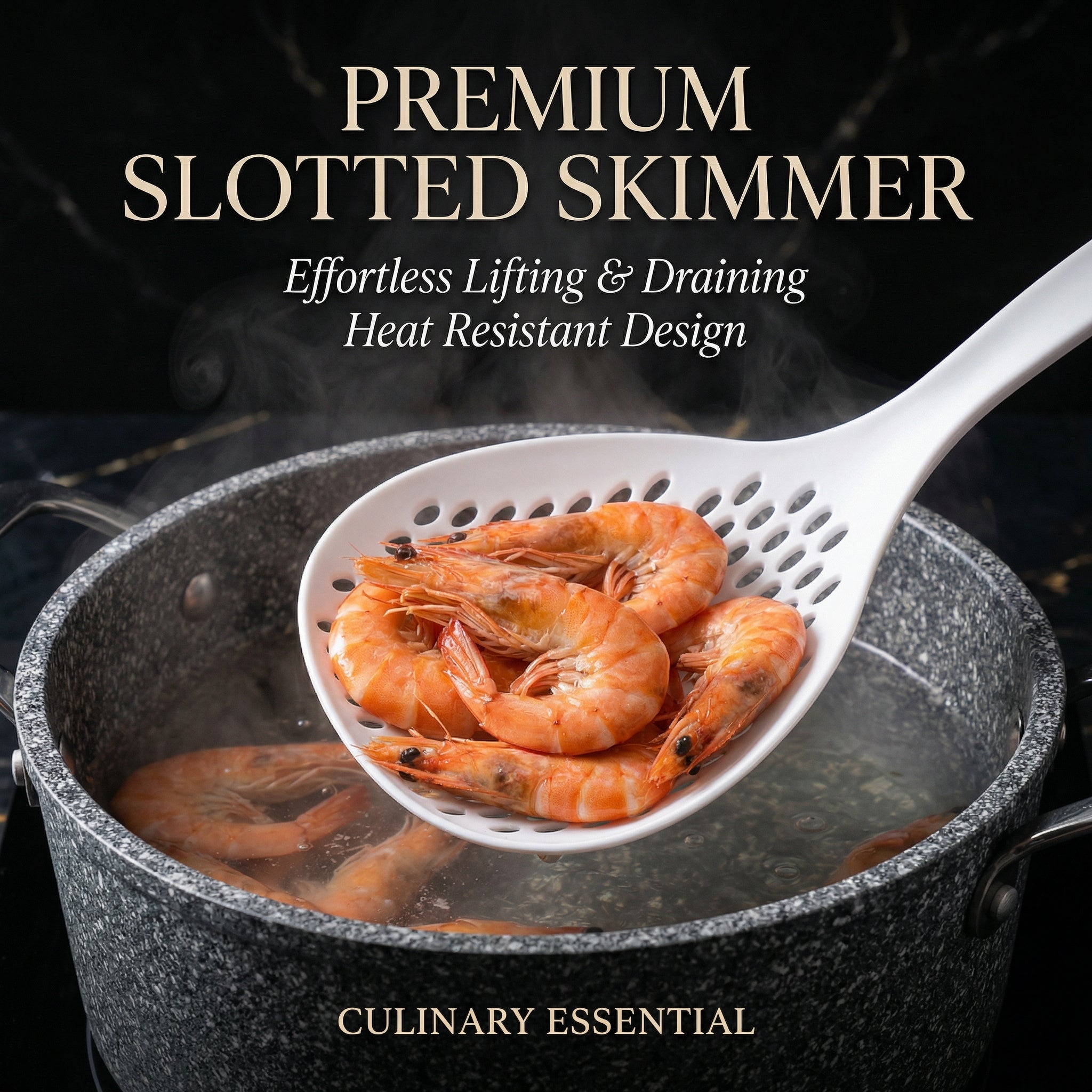 Heat-resistant multifunctional straining spoon