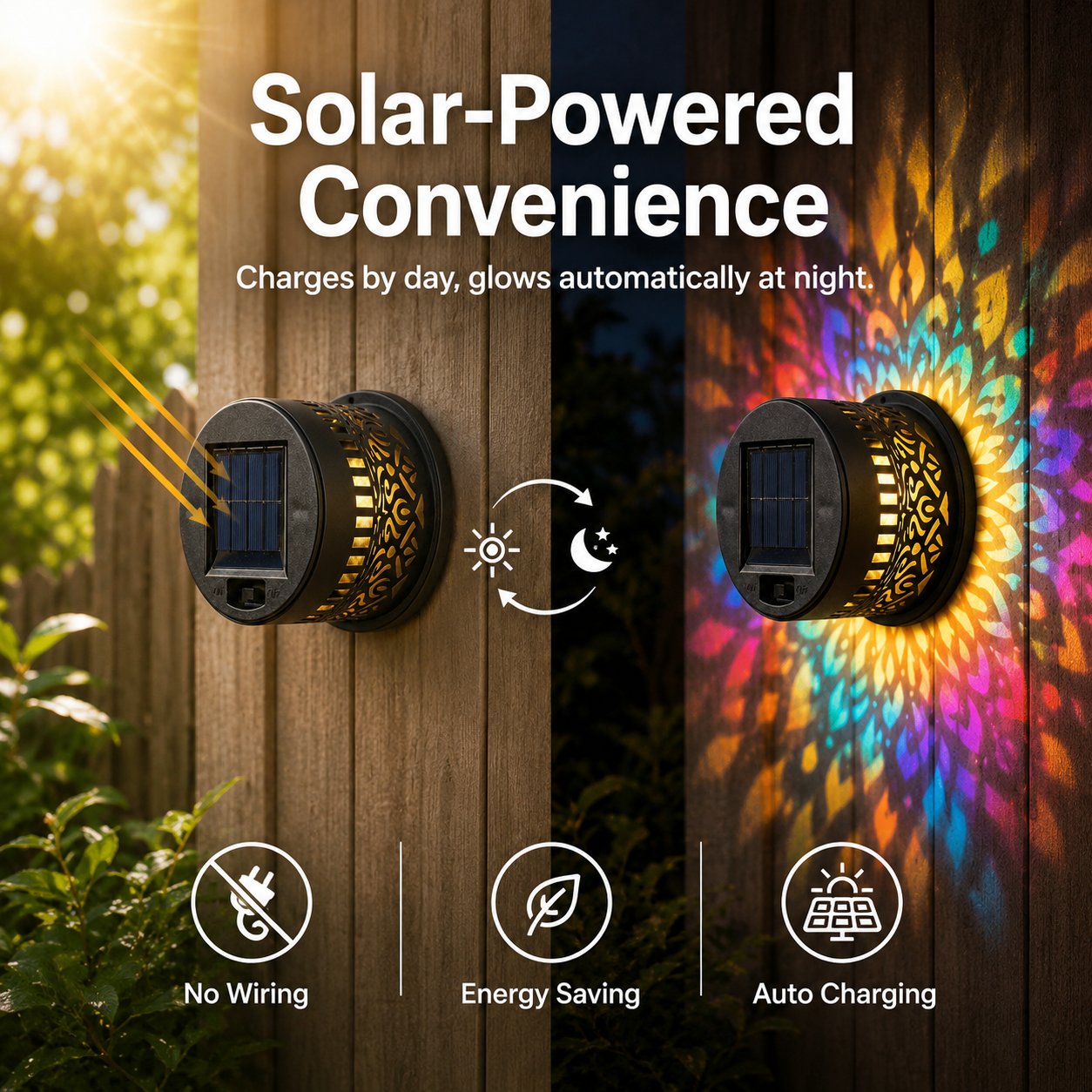 🏡🌈 Mandala Solar Wall Lamp – Magical Patio Night Ambience