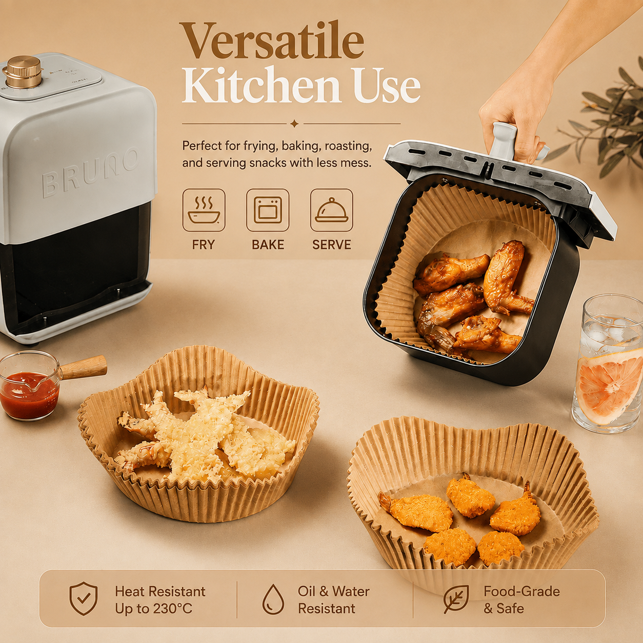 🍟 Air Fryer Paper Liners – Clean Cooking Made Easy ✨