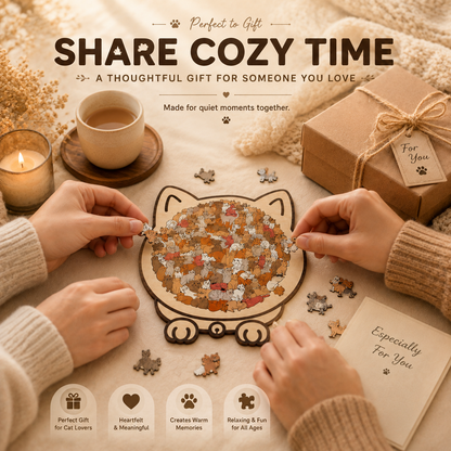 🎁Last Day Sale 49% OFF🐱 135-Piece Morandi Color Wooden Cat-Shaped Puzzle