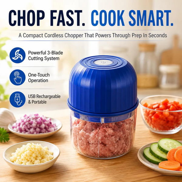 👶🥕🍎 50% OFF! Electric Mini Chopper with 3 Sharp Blades – Grind, Mince, Puree – Stainless Steel, Easy Clean