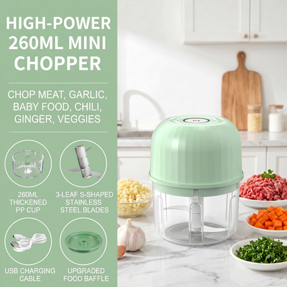 👶🥕🍎 50% OFF! Electric Mini Chopper with 3 Sharp Blades – Grind, Mince, Puree – Stainless Steel, Easy Clean