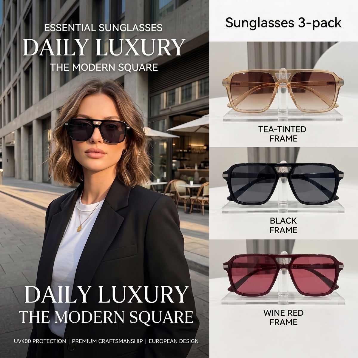 🔥 Premium Fashion Sunglasses - UV400 Protection • Polarized Lenses • Everyday Eye Comfort