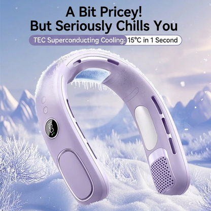 Semiconductor Cooling Neck Air Conditioner with LED Display | Long Battery Life Wearable Fan