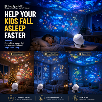 Vnproo™ 5D Holographic Rotating Night Light Projector for Kids