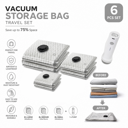 🔥 LAST DAY PROMOTION - 50%OFF 🔥 Travel Vacuum Storage Bags & Portable Pump Set