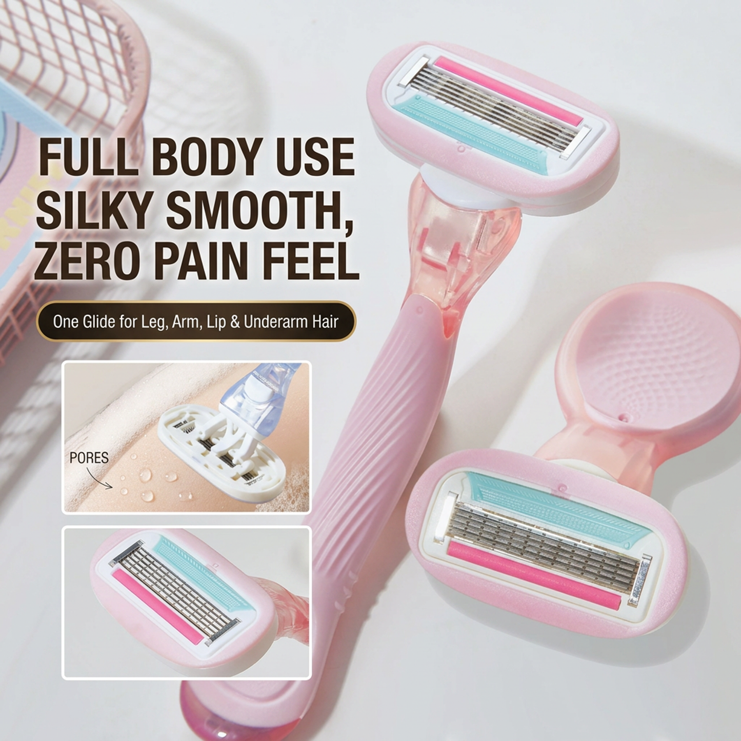 SilkGlide Premium 5-Blade Women's Body Razor Kit with Water-Activated Aloe Vera Serum