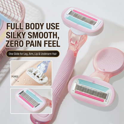 SilkGlide Premium 5-Blade Women's Body Razor Kit with Water-Activated Aloe Vera Serum
