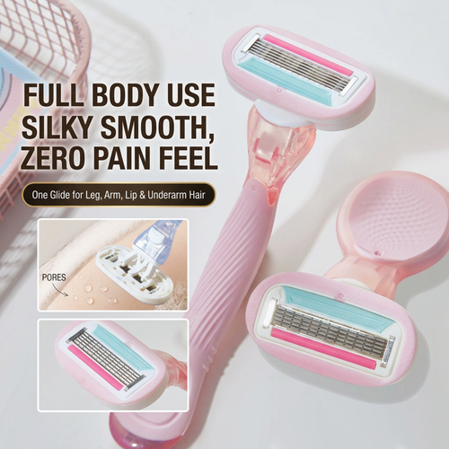 SilkGlide Premium 5-Blade Women's Body Razor Kit with Water-Activated Aloe Vera Serum