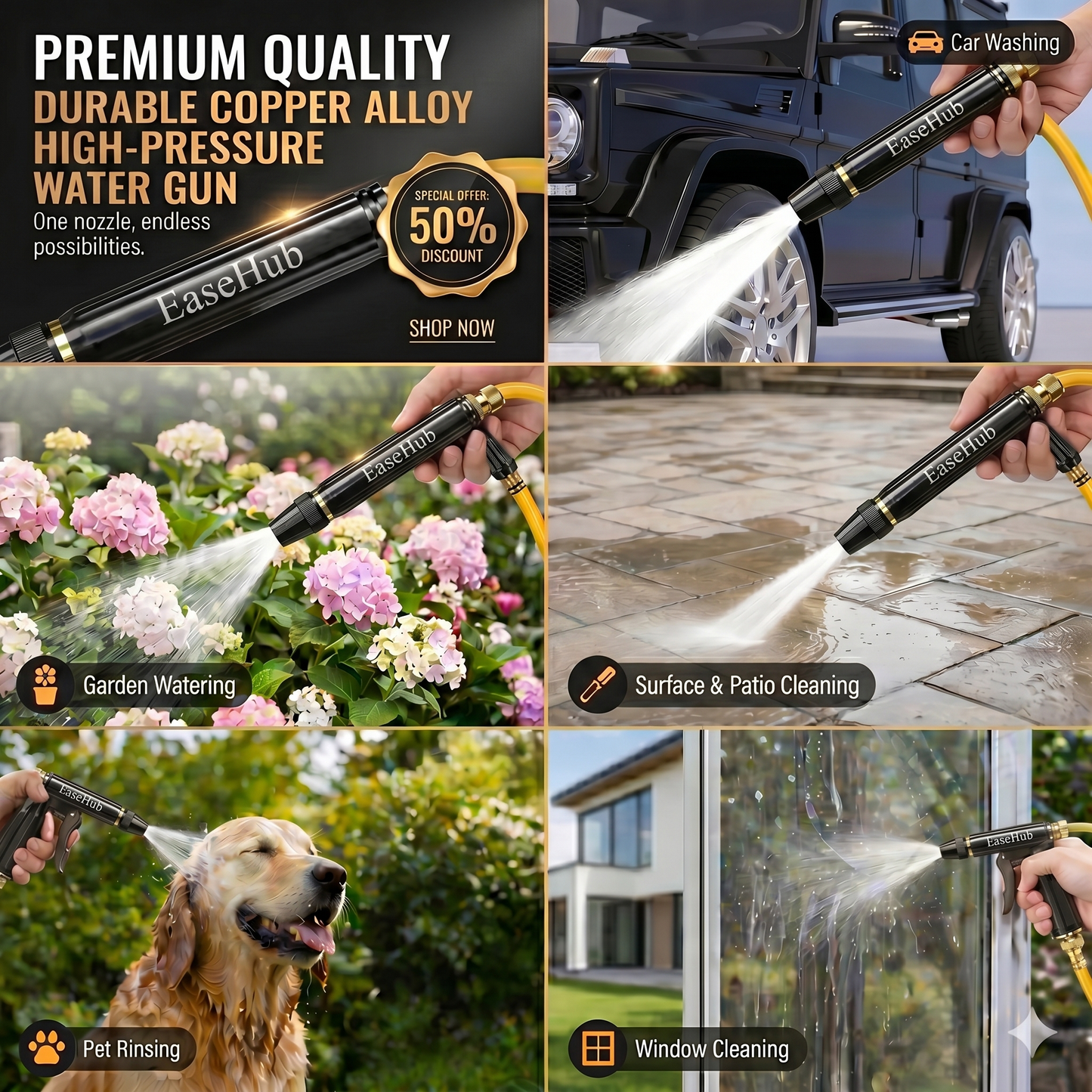 🏠🚗EaseHub™  Pressurized Water Spray Gun Extremely durable Commercial-Grade High-Velocity Power ⚡