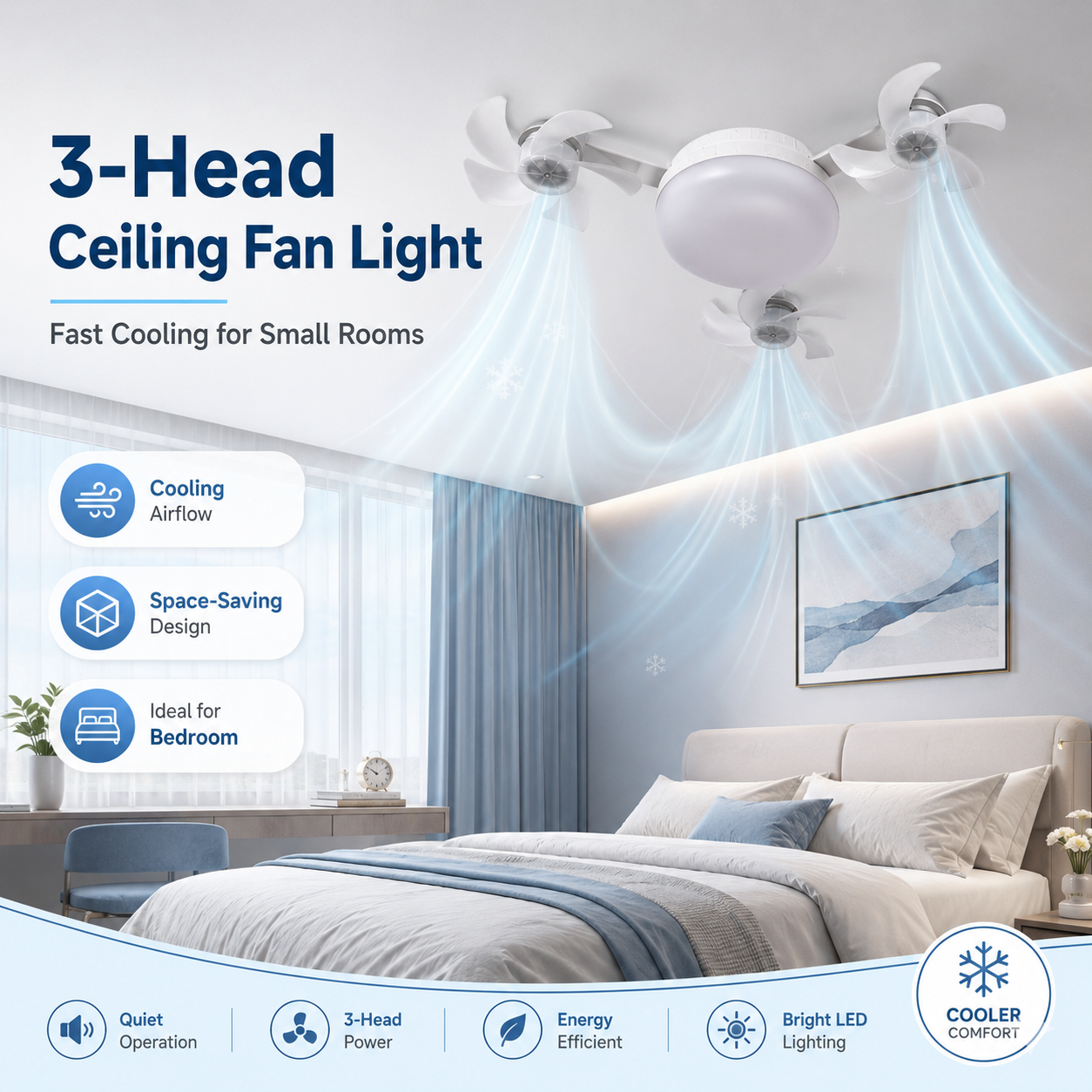 🏆LAST DAY SALE 50% OFF🎉💥Remote-Controlled LED Ceiling Fan Light-Saving Cooling & Lighting for Bedroom & Home