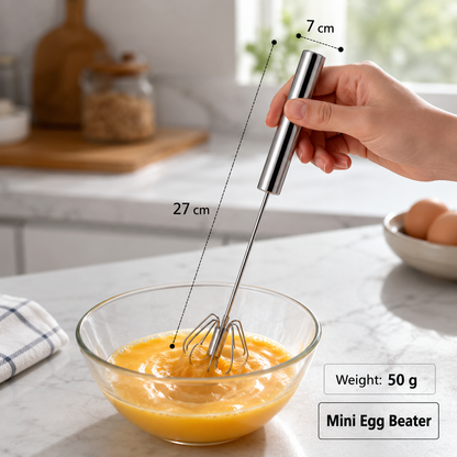 🍰⚡ Stainless Steel Semi-Automatic Hand Whisk – 🥄 Push-down design that whips up perfect froth in minutes 🥛