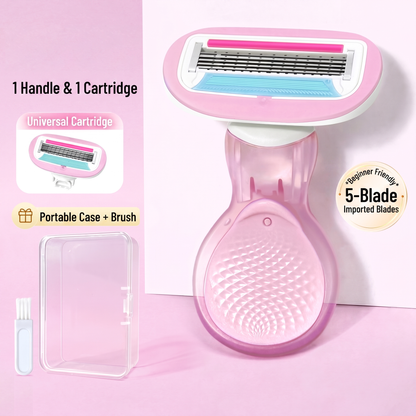 SilkGlide Premium 5-Blade Women's Body Razor Kit with Water-Activated Aloe Vera Serum