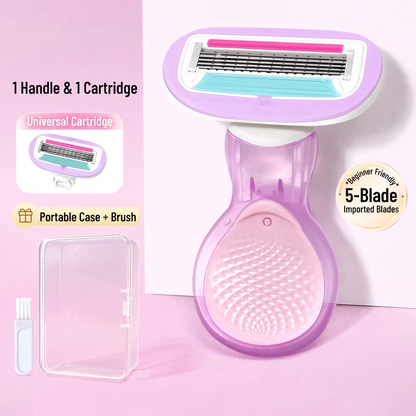 SilkGlide Premium 5-Blade Women's Body Razor Kit with Water-Activated Aloe Vera Serum