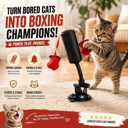 Khdnah® 🥊 Interactive Cat Boxing Toy – Catnip Punching Bag with Strong Suction Base🐱
