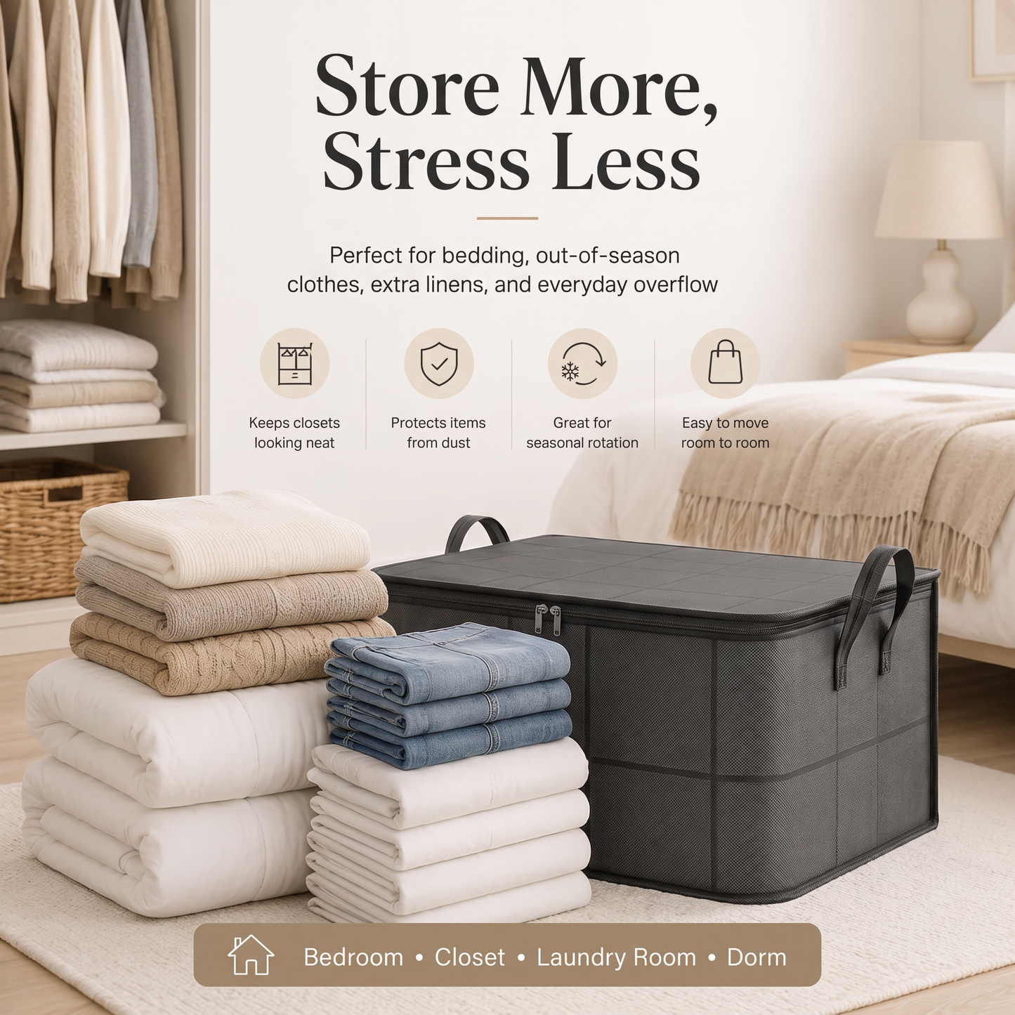 Giant storage bag – instantly enjoy a clean and organized home.