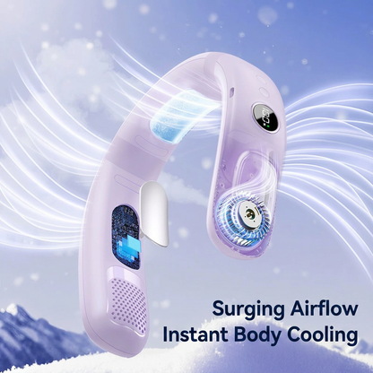 Semiconductor Cooling Neck Air Conditioner with LED Display | Long Battery Life Wearable Fan
