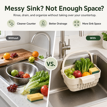 Kitchen Strainer and Vegetable Drain Basket—Foldable for Easy Storage
