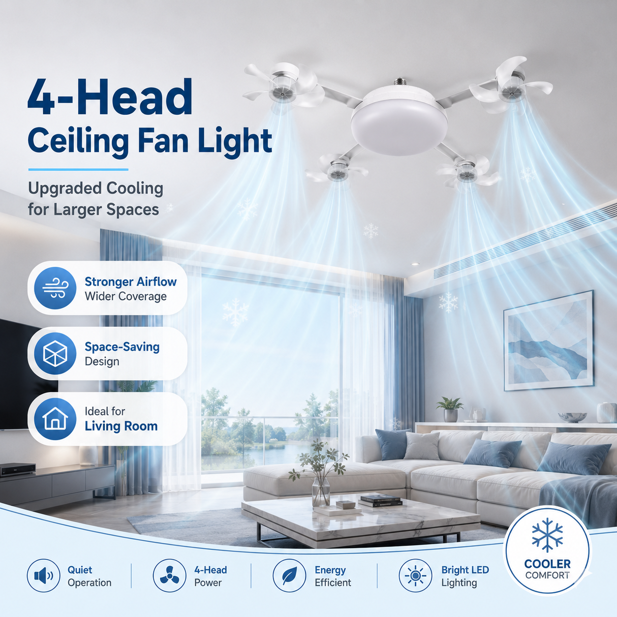 🏆LAST DAY SALE 50% OFF🎉💥Remote-Controlled LED Ceiling Fan Light-Saving Cooling & Lighting for Bedroom & Home