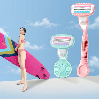 SilkGlide Premium 5-Blade Women's Body Razor Kit with Water-Activated Aloe Vera Serum