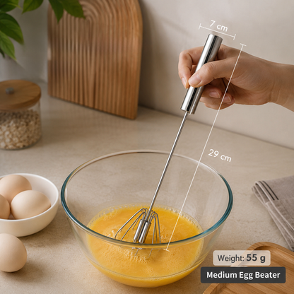 🍰⚡ Stainless Steel Semi-Automatic Hand Whisk – 🥄 Push-down design that whips up perfect froth in minutes 🥛