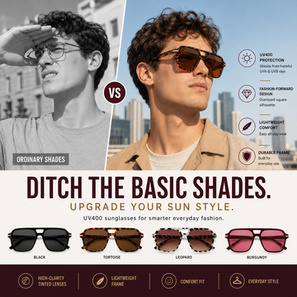 🔥 Premium Fashion Sunglasses - UV400 Protection • Polarized Lenses • Everyday Eye Comfort