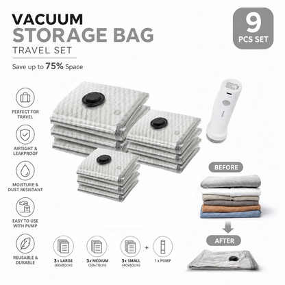 🔥 LAST DAY PROMOTION - 50%OFF 🔥 Travel Vacuum Storage Bags & Portable Pump Set