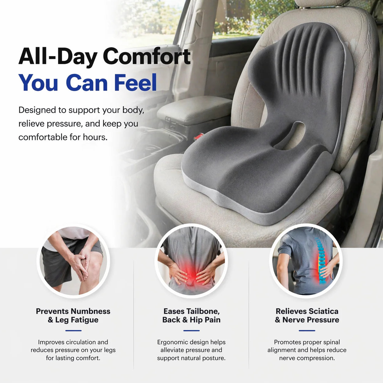 🪑 56% OFF NOW! ✨ Ergonomic Memory Foam Seat Cushion with Back Support – Comfortable and Supportive for Home, Office, and Car 💺🛡️