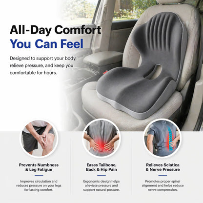 🪑 56% OFF NOW! ✨ Ergonomic Memory Foam Seat Cushion with Back Support – Comfortable and Supportive for Home, Office, and Car 💺🛡️