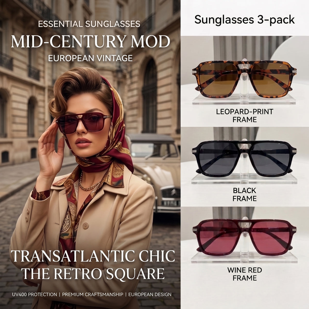 🔥 Premium Fashion Sunglasses - UV400 Protection • Polarized Lenses • Everyday Eye Comfort