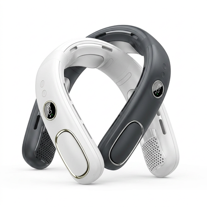 Semiconductor Cooling Neck Air Conditioner with LED Display | Long Battery Life Wearable Fan