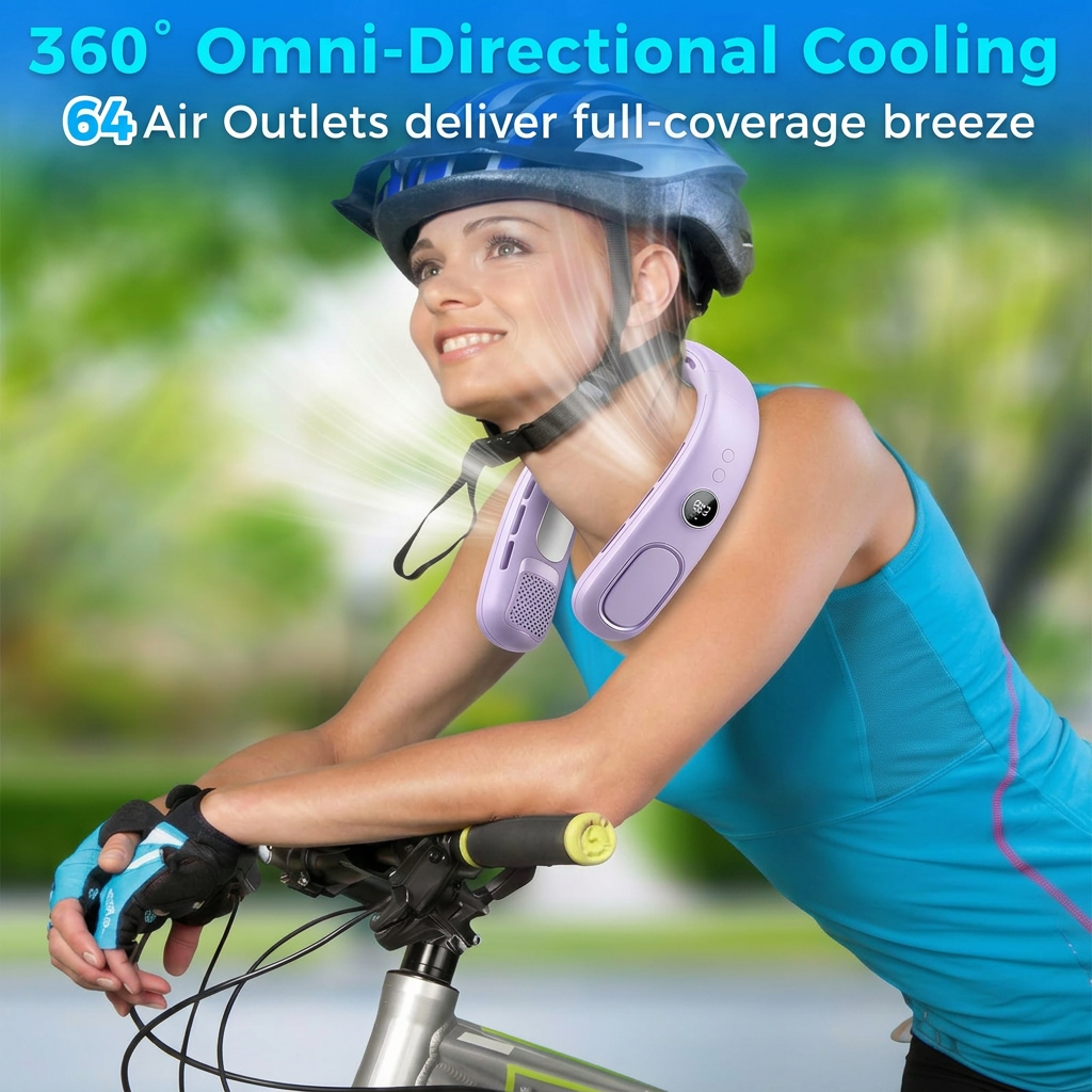 Semiconductor Cooling Neck Air Conditioner with LED Display | Long Battery Life Wearable Fan