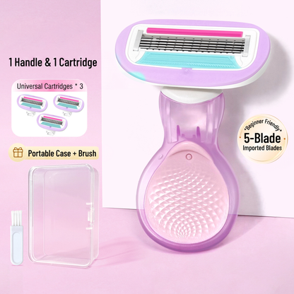 SilkGlide Premium 5-Blade Women's Body Razor Kit with Water-Activated Aloe Vera Serum