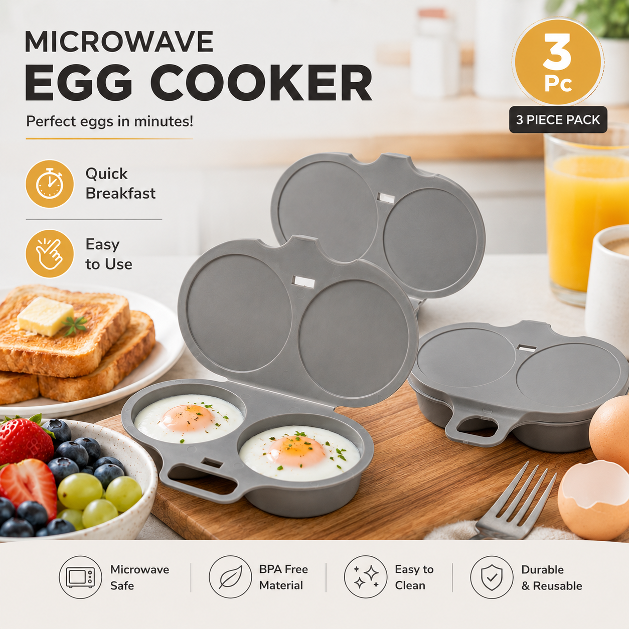 Khdnah® 🥚 50% OFF NOW! ⏱️ Microwave Egg Cooker – Perfect poached eggs in 2 mins, no oil & splash-proof – Quick, healthy & mess-free breakfast 🌿