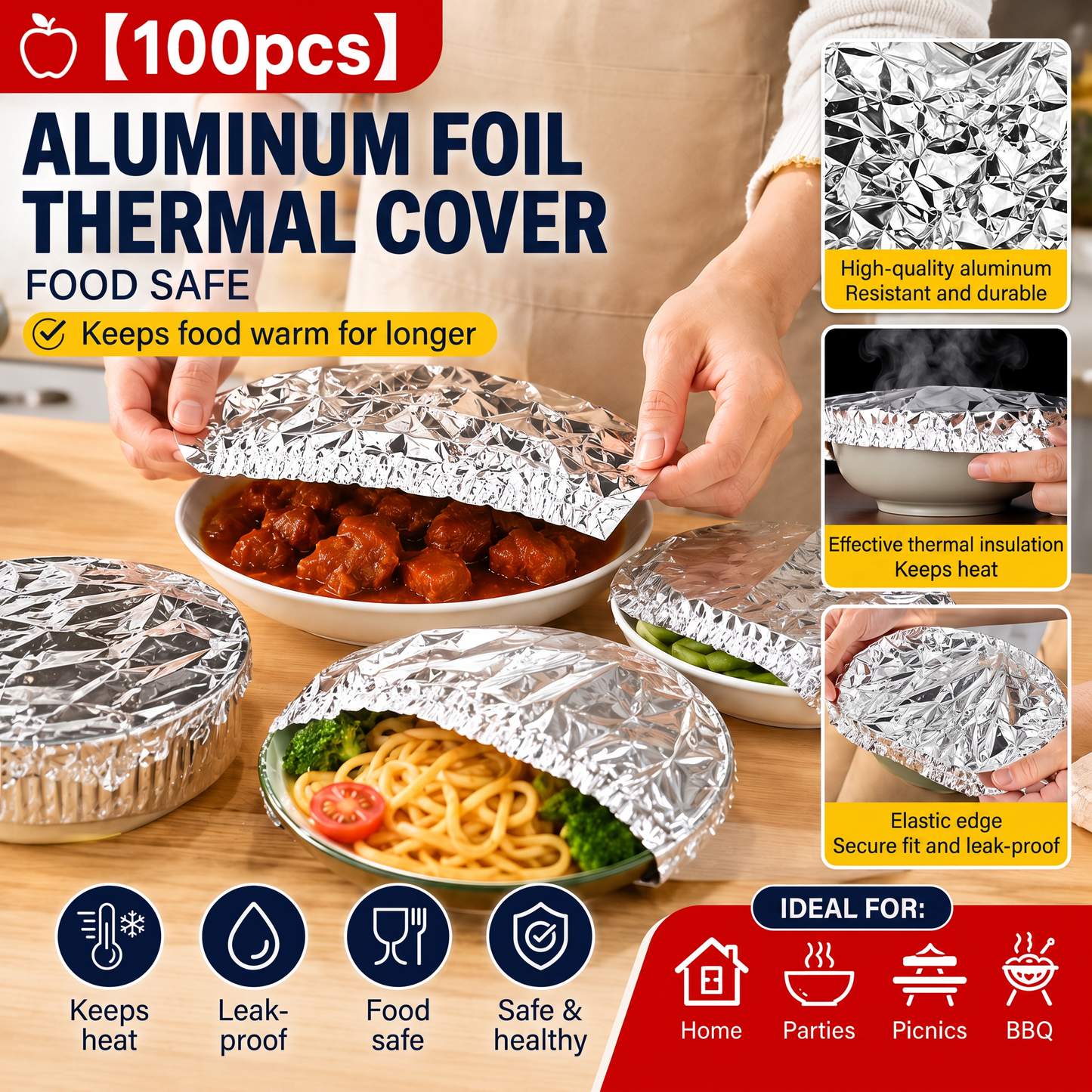 📢📢 50% OFF! ⏰【100 Pieces】 Aluminum Foil Insulating Cover