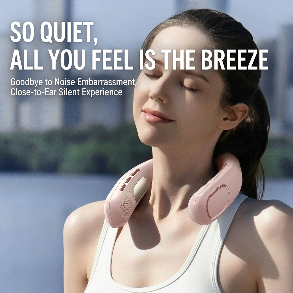 Semiconductor Cooling Neck Air Conditioner with LED Display | Long Battery Life Wearable Fan