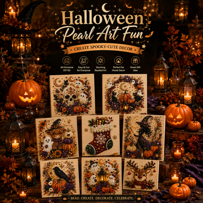 🔥HALLOWEEN SALE 👻✨ Halloween Pearl Art DIY Kit – Turn Tiny Pearls into Spooky-Cute Magic