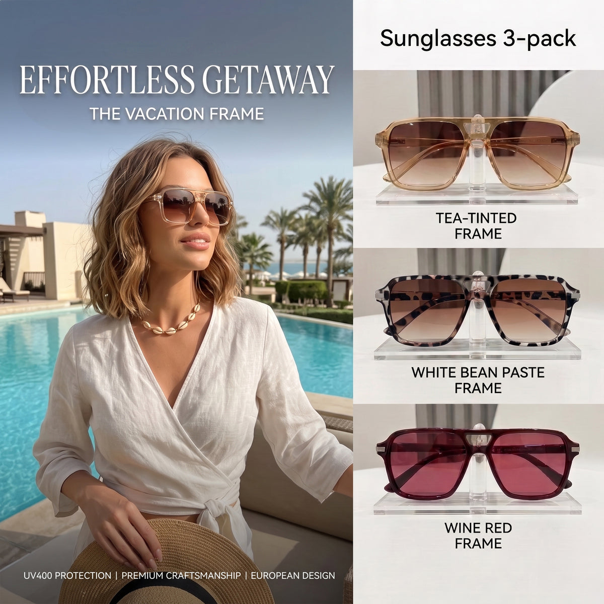 🔥 Premium Fashion Sunglasses - UV400 Protection • Polarized Lenses • Everyday Eye Comfort