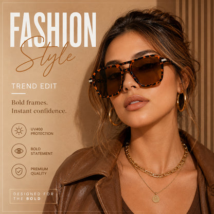 🔥 Premium Fashion Sunglasses - UV400 Protection • Polarized Lenses • Everyday Eye Comfort