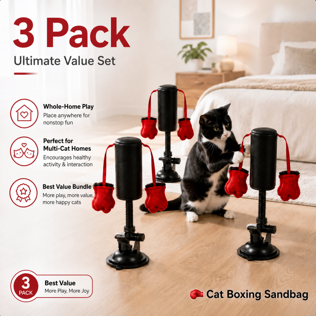 Khdnah® 🥊 Interactive Cat Boxing Toy – Catnip Punching Bag with Strong Suction Base🐱