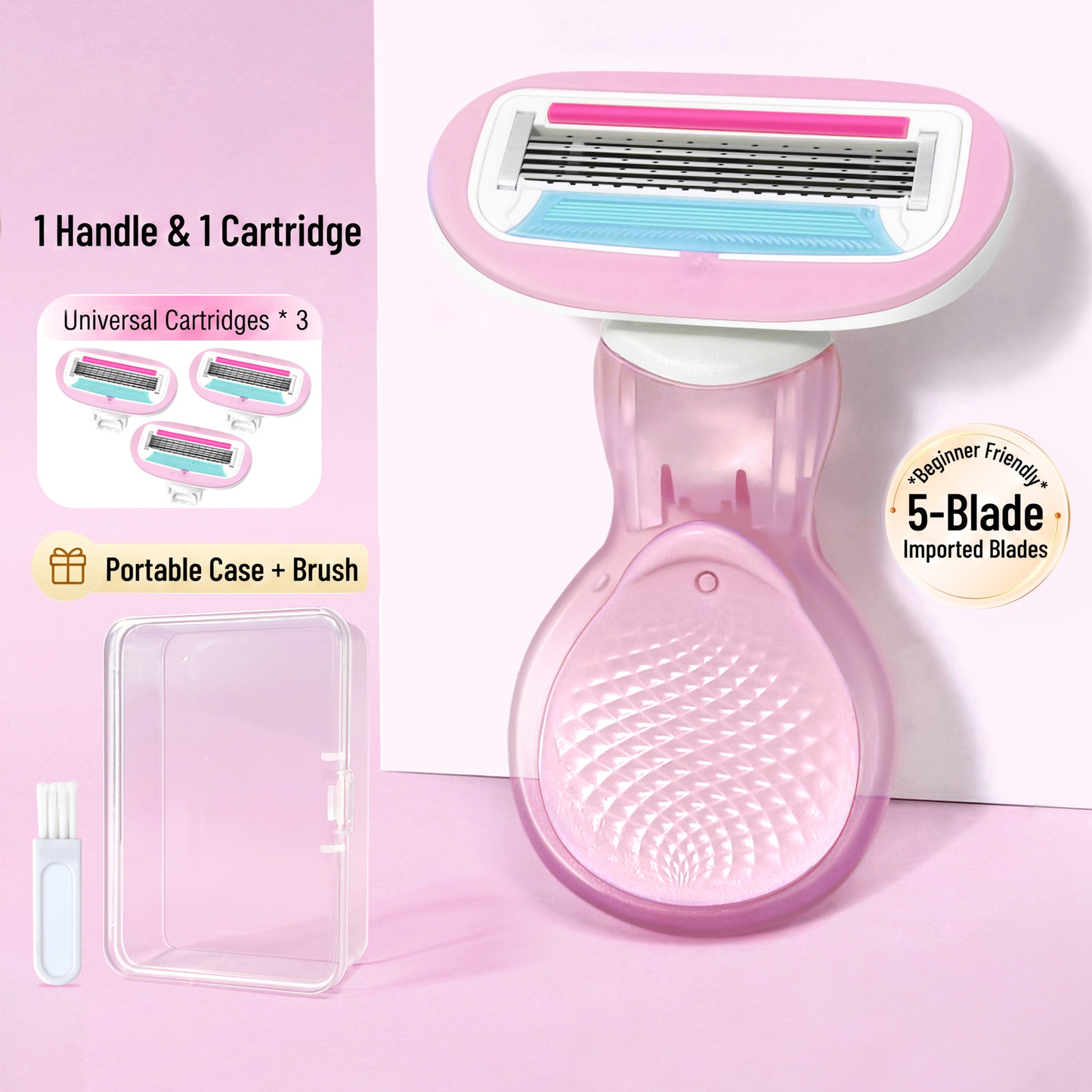SilkGlide Premium 5-Blade Women's Body Razor Kit with Water-Activated Aloe Vera Serum