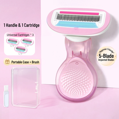 SilkGlide Premium 5-Blade Women's Body Razor Kit with Water-Activated Aloe Vera Serum